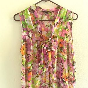 Forever 21 floral blouse with bow, size L.
